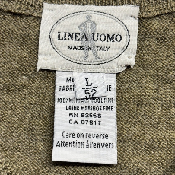 Linea Uomo Green 100% Merino Wool Pullover Vest Green Italy Men's L / 52 - Picture 2 of 8